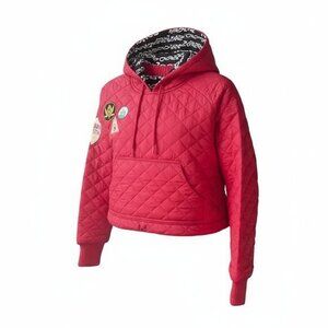 Desigual Red Quilted Jacket with‎ Patterned Hood NWT